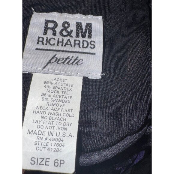R&M Richards Petite 2-Piece Outfit Black Velvet Tank & Purple Glitter Jacket Siz - Picture 3 of 7